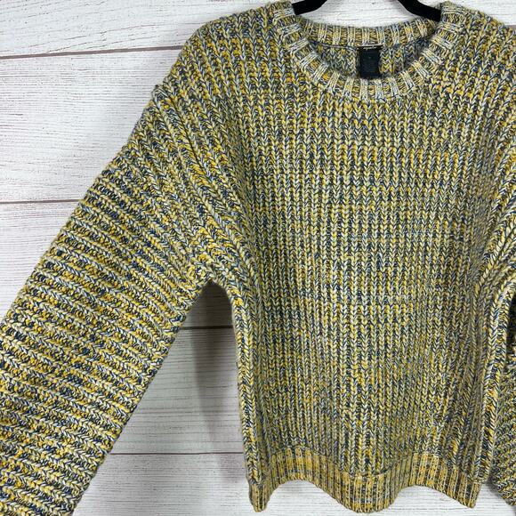 Magaschoni Women's Blue & Yellow Chunky Wool Blend Sweater Size Medium - Picture 4 of 7